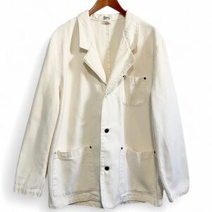 Vintage 70s Cream Cotton Chore Jacket / French Workwear Style